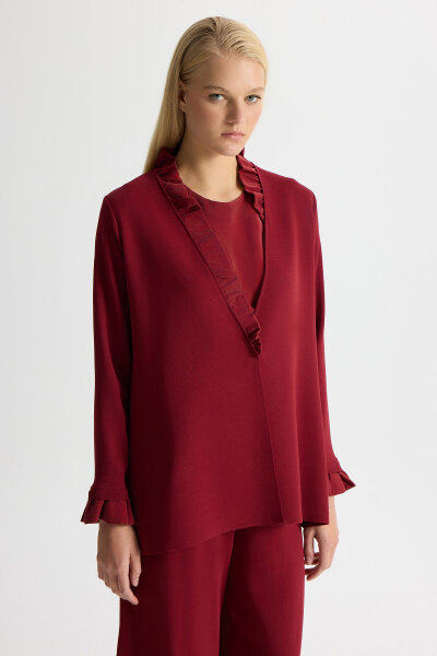 Kolsuz Cupro Tunik Takım Cherry - MISS DALIDA (1)