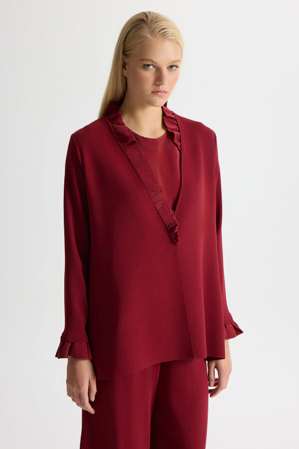 Kolsuz Cupro Tunik Takım Cherry - 2