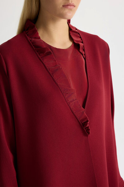 Kolsuz Cupro Tunik Takım Cherry - 3