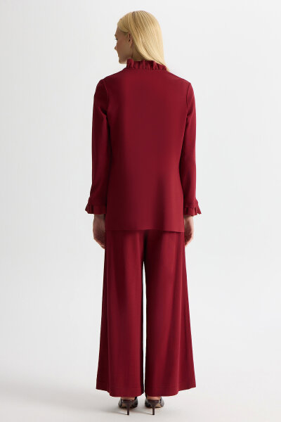Kolsuz Cupro Tunik Takım Cherry - 4
