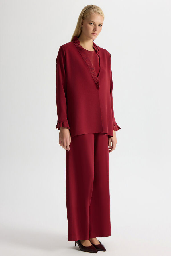 Kolsuz Cupro Tunik Takım Cherry - 5