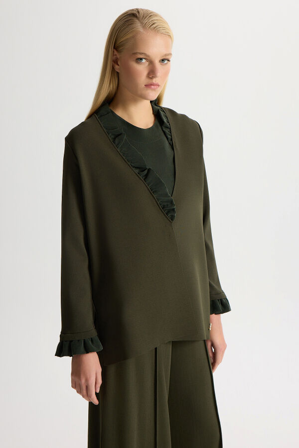 Kolsuz Cupro Tunik Takım Haki - 3