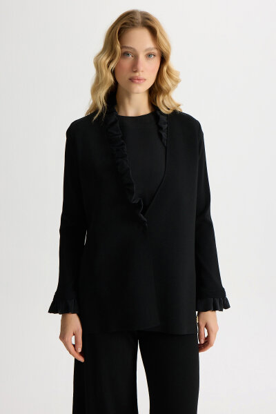 Kolsuz Cupro Tunik Takım Siyah - MISS DALIDA