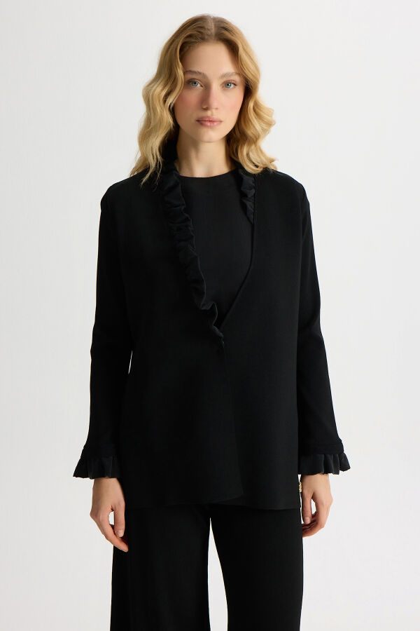 Kolsuz Cupro Tunik Takım Siyah - 1