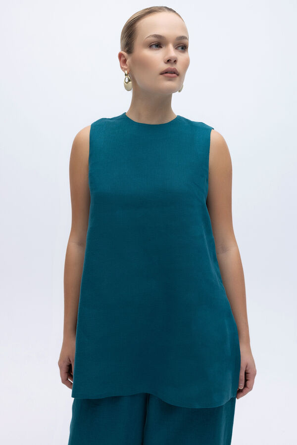 Kolsuz Düz Renk Keten Tunik North Sea - 1