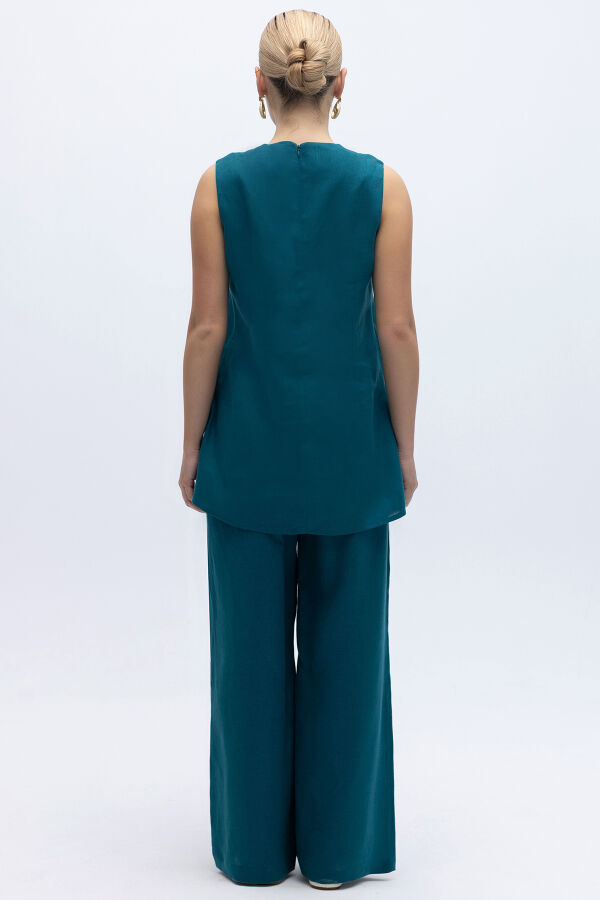 Kolsuz Düz Renk Keten Tunik North Sea - 2