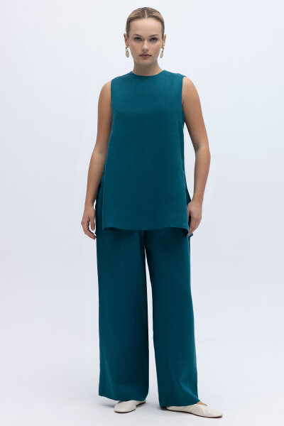 Kolsuz Düz Renk Keten Tunik North Sea - 3