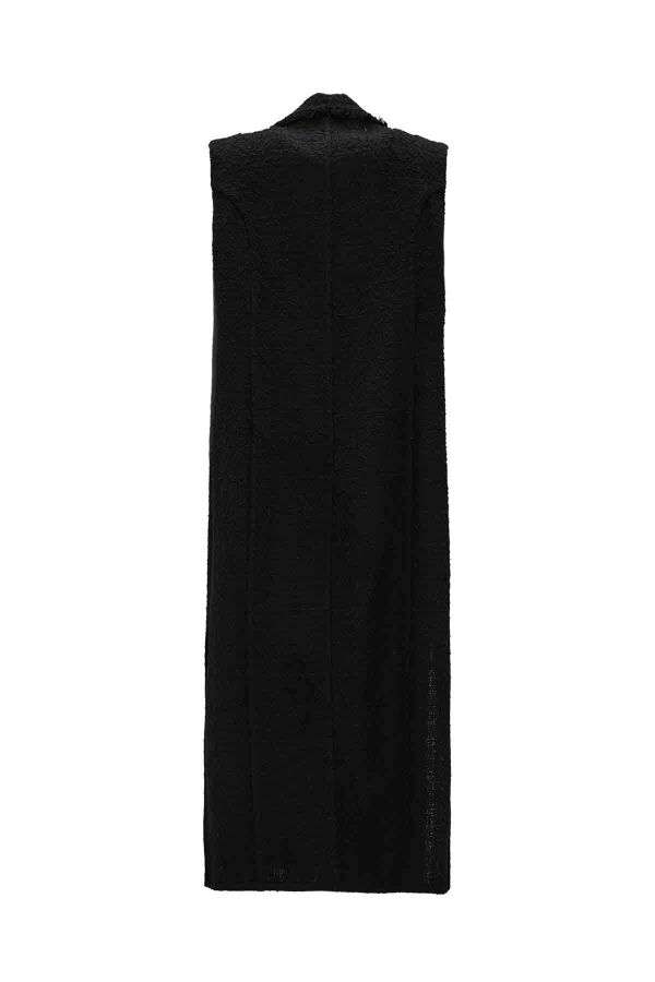 T26K-1003 Kruvaze Kesim Tüvit Ceket BLACK - 2