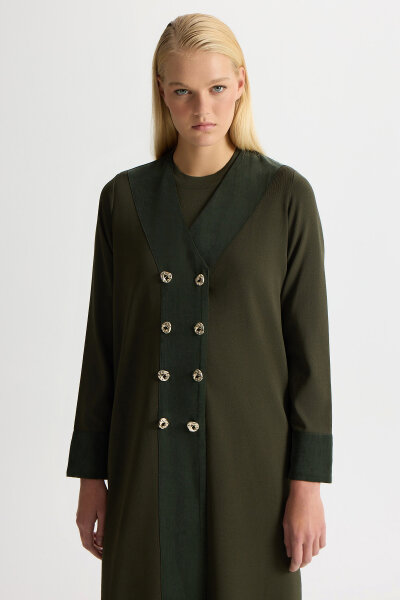 Double-Breasted Cupro Detailed Knit Cardigan - 2