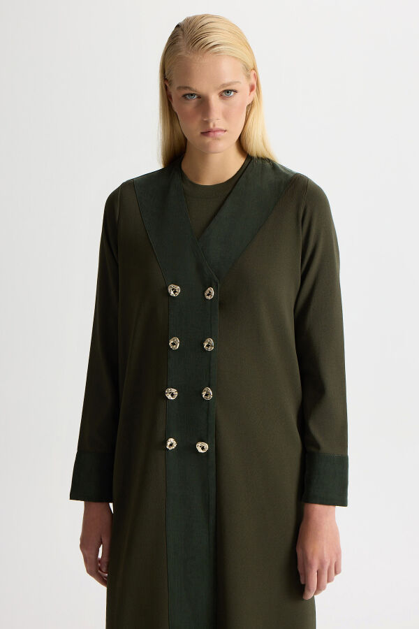 Double-Breasted Cupro Detailed Knit Cardigan - 2