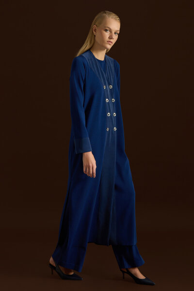 Double-Breasted Cupro Detailed Knit Cardigan 