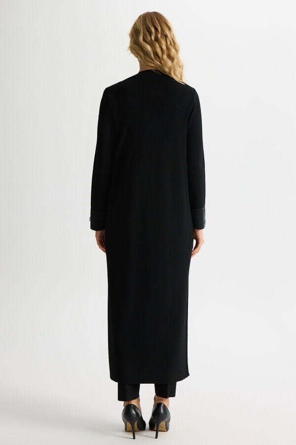 Double-Breasted Cupro Detailed Knit Cardigan - 4