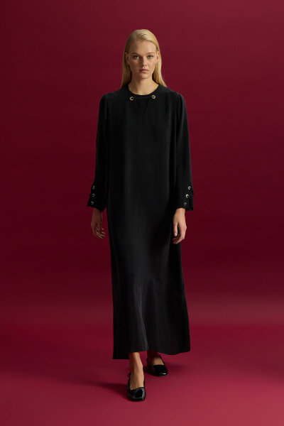 Eyelet Detailed Cupro Dress - 1