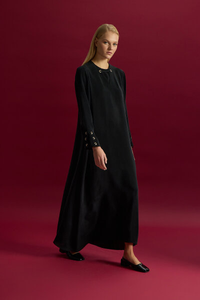 Eyelet Detailed Cupro Dress - 2