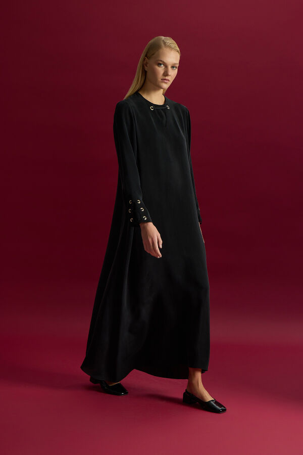 Eyelet Detailed Cupro Dress - 2