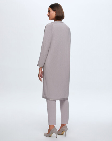 T24K-8011 Leather Detailed Lace Closure Knitwear Cape - 4
