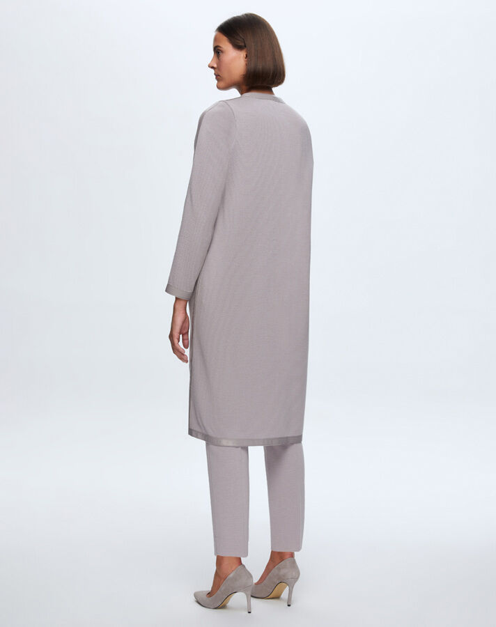 T24K-8011 Leather Detailed Lace Closure Knitwear Cape - 4