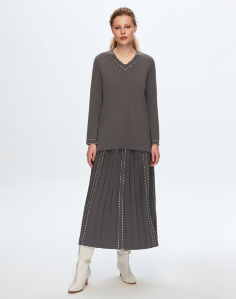 T24K-6045 Stripe Detailed Tunic - 4