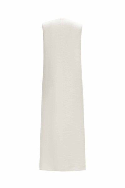 Linen Dress with Knitwear Detail on Collar - 10