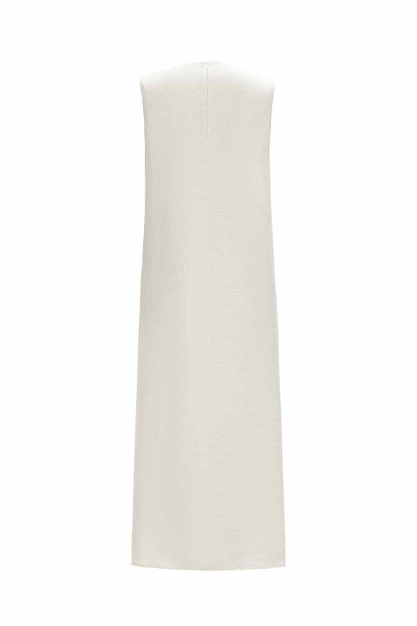 Linen Dress with Knitwear Detail on Collar - 10