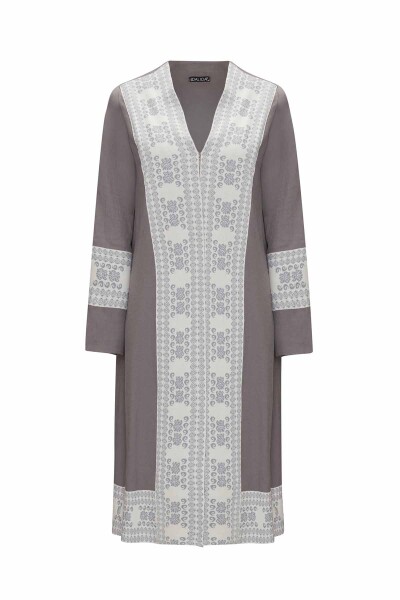Linen Jacket with Knit Cuff Details - 4