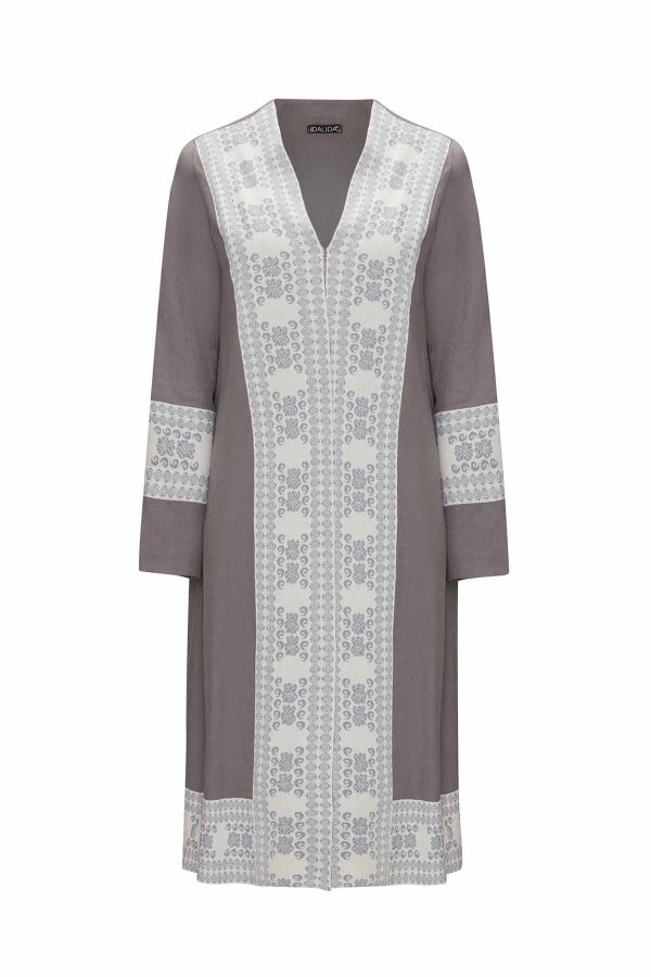 Linen Jacket with Knit Cuff Details - 4