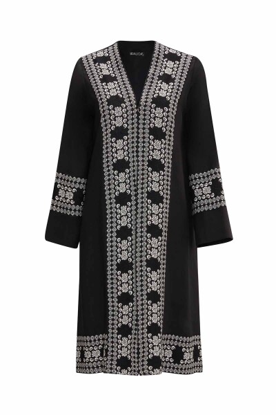 Linen Jacket with Knit Cuff Details - 6