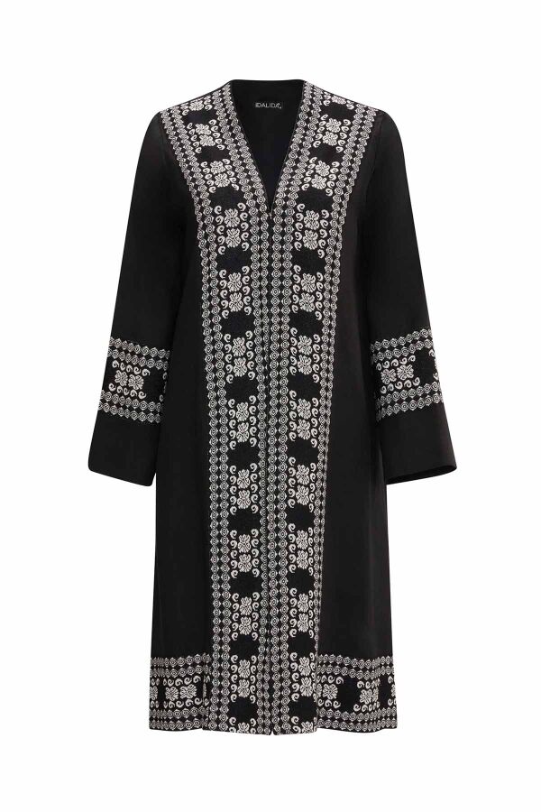 Linen Jacket with Knit Cuff Details - 6