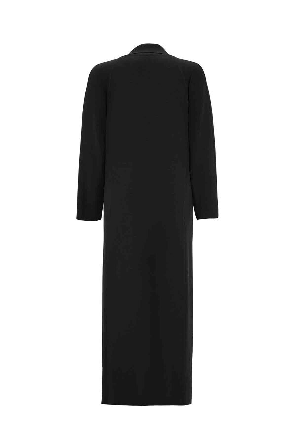 Long Cardigan with Leather Tie Detail Black - 2