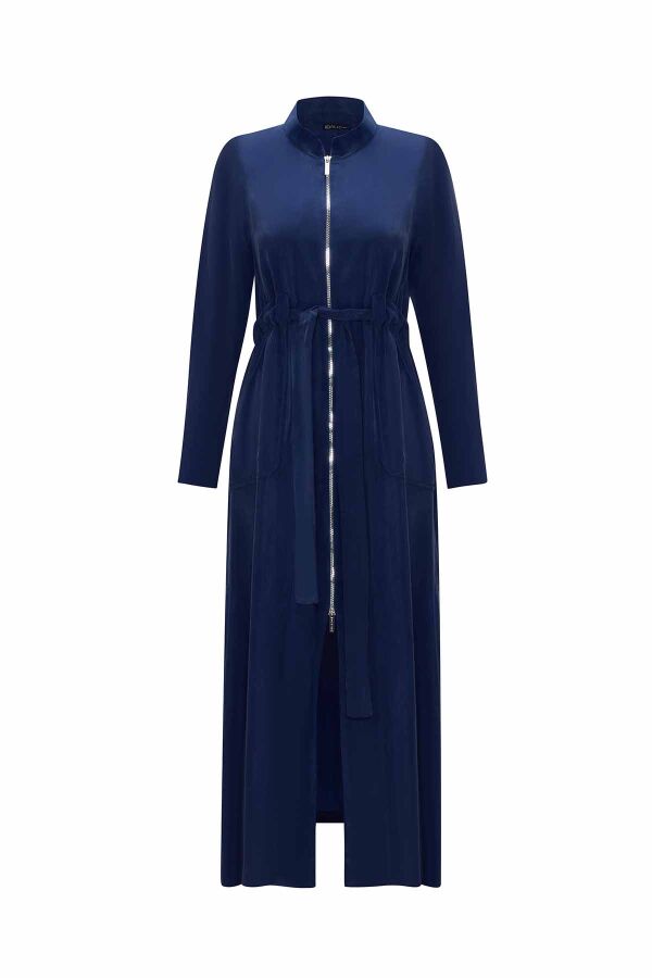 Long Cupro Jacket with Quilted Pockets - 1