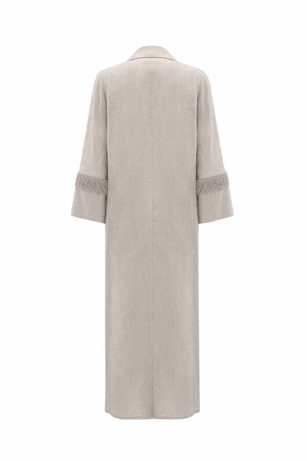 Long Linen Jacket with Tassel Detail - 6