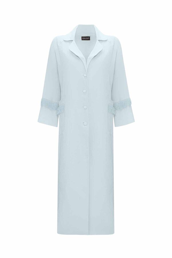 Long Linen Jacket with Tassel Detail - 7