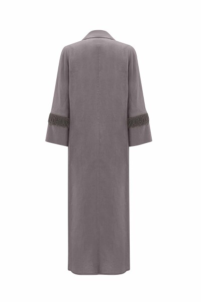 Long Linen Jacket with Tassel Detail - 12