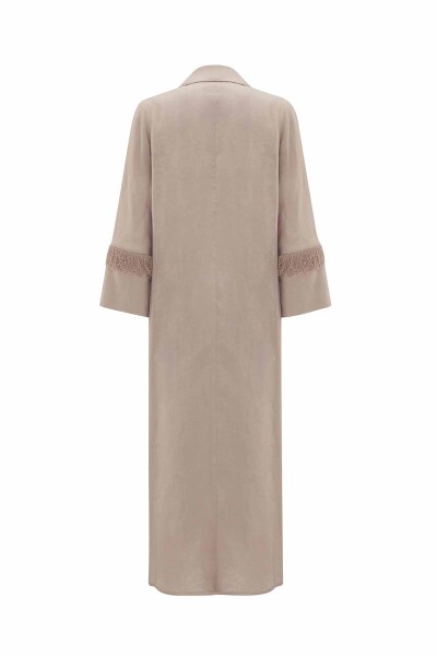 Long Linen Jacket with Tassel Detail - 2