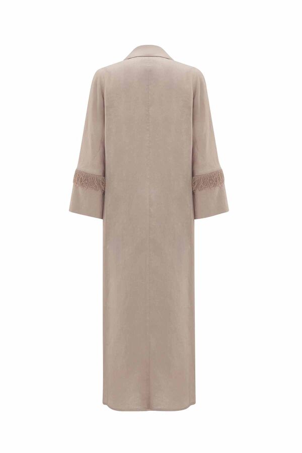 Long Linen Jacket with Tassel Detail - 2