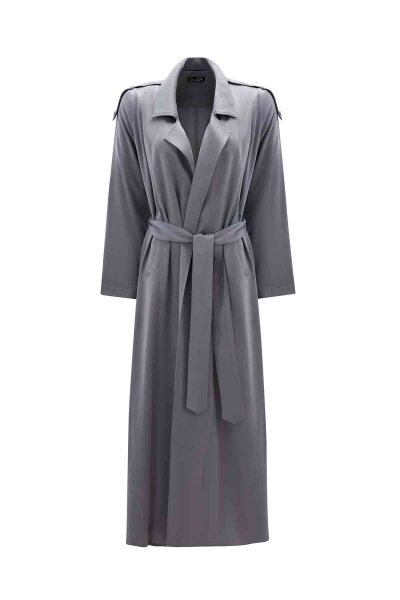 Long Plain Light Grey Coat 