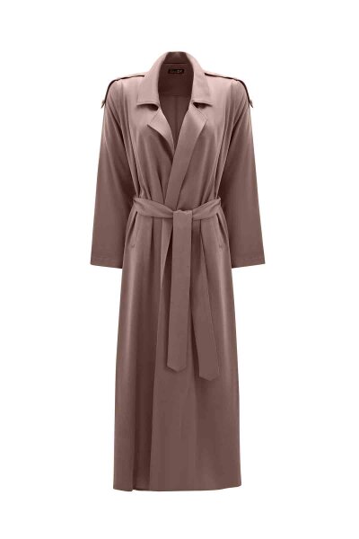 Long Plain Taupe Coat 