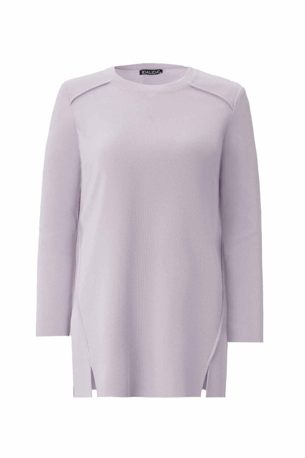 Long Sleeve Basic Lilac Knit Tunic - 1