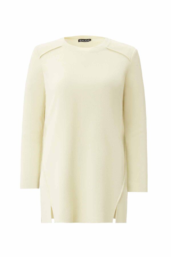 Long Sleeve Basic Yellow Knit Tunic - 1