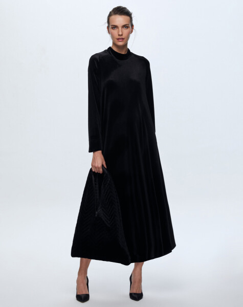 T24K-4003 Long Velvet Dress - 2