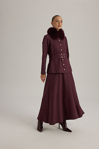  Minimal Kesim Denim Ceket Bordo - 5