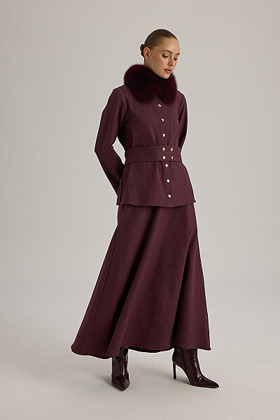  Minimal Kesim Denim Ceket Bordo - 4