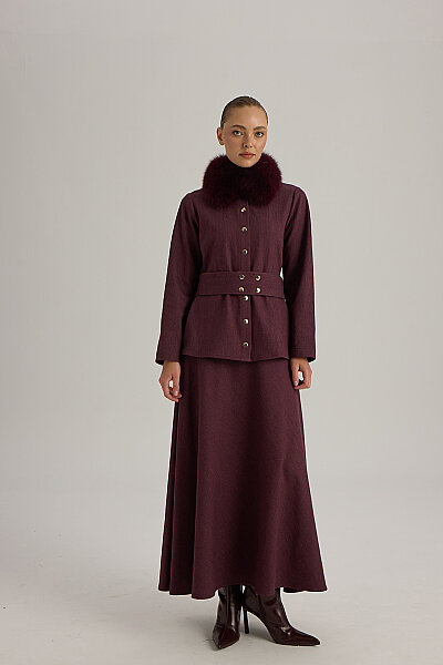  Minimal Kesim Denim Ceket Bordo - Miss Dalida (1)