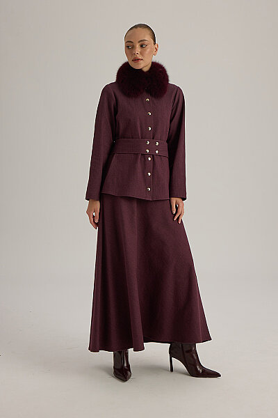  Minimal Kesim Denim Ceket Bordo 