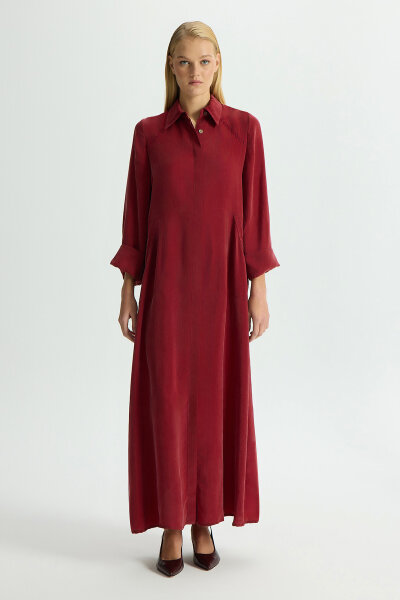 Nakış Detaylı Cupro Kap Cherry - 1