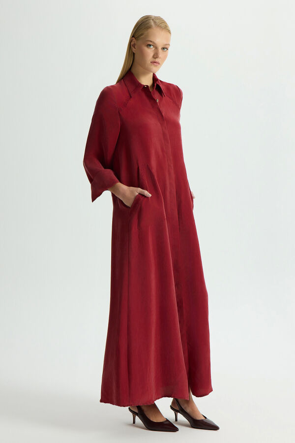 Nakış Detaylı Cupro Kap Cherry - 4