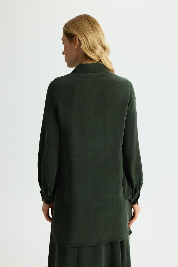 Nakış Detaylı Cupro Gömlek Haki - 4