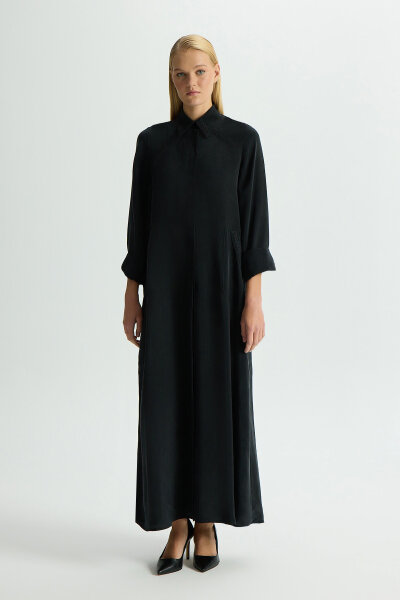 Nakış Detaylı Cupro Kap Siyah 