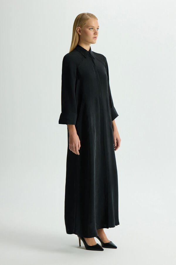 Nakış Detaylı Cupro Kap Siyah - 2