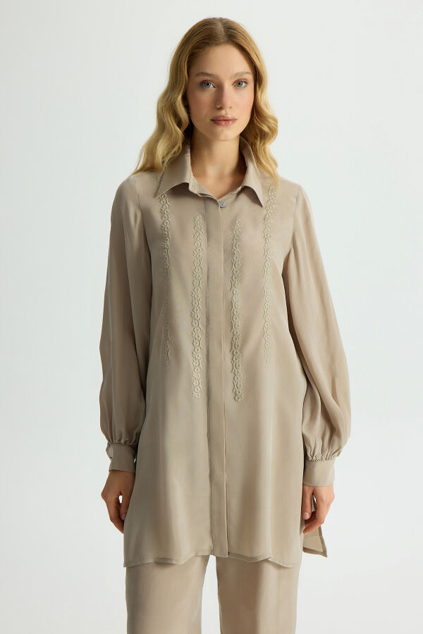 Cupro Shirt with Embroidery Details - 1